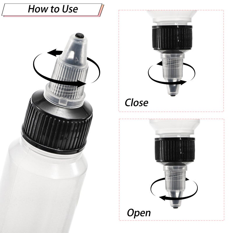Bekith 40 Pack 1oz Dispensing Bottles, Boston Round HDPE Plastic Bottle with Twist Top Cap, Empty Plastic Squeeze Bottle - Image 4
